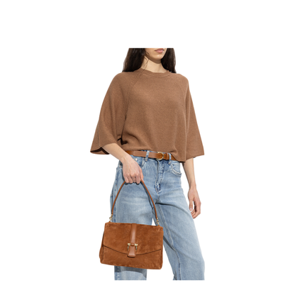 Gancini Suede Shoulder Bag - Naturale - Image 2