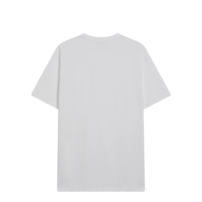 White Cotton and Silk T-Shirt with Jacquard Logo - Image 2