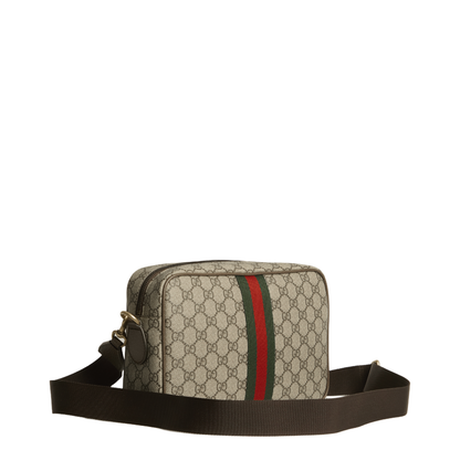 Ophidia Medium GG Supreme Coated Canvas Crossbody - Beige and Dark Brown - Image 2