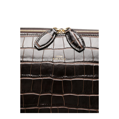 Coffee Brown Croco-Embossed Leather Bag - Image 2