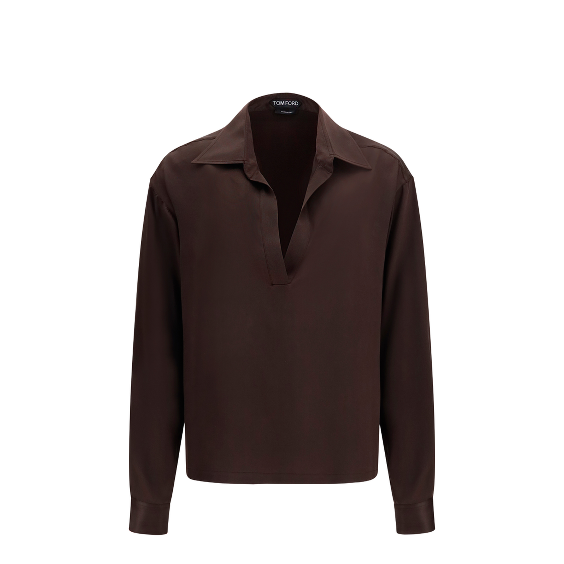 Deep V-neck Silk Shirt - Image 1