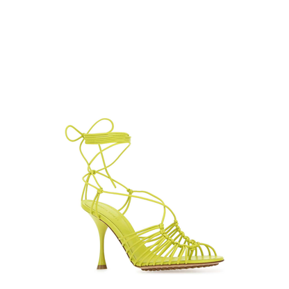 Acid Green Nappa Leather Dot Sandals - Image 3