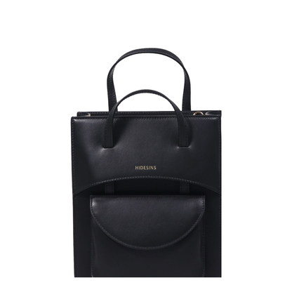 Pocket Medium Calf Leather Handbag - Black - Image 3