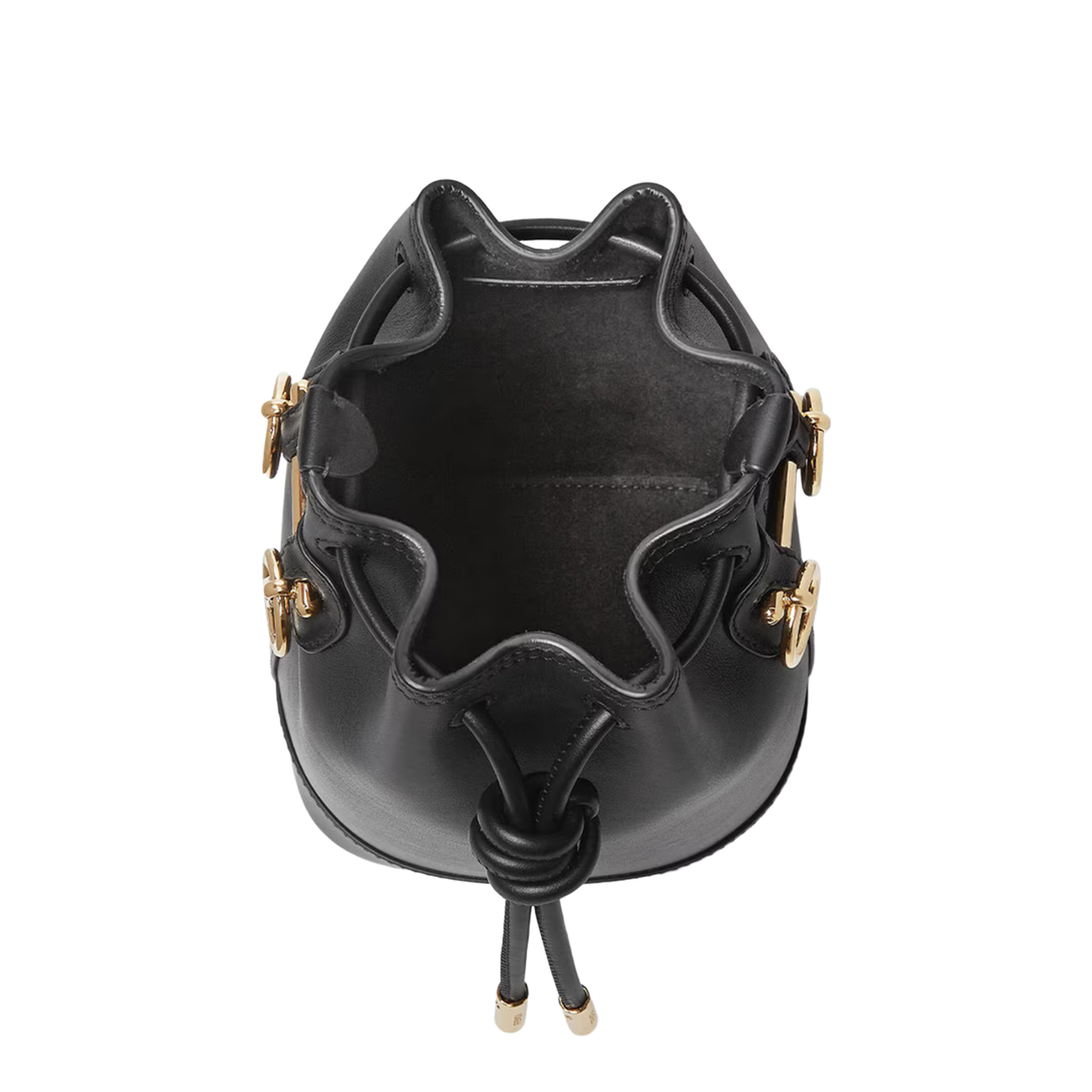 Mon Tresor Mini Leather Bucket Bags- Black - Image 4