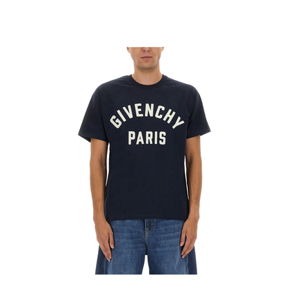 Navy Short-Sleeved T-Shirt with Logo - Image 1