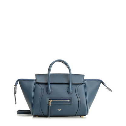 Little Luggage Small Grained Calfskin Top-Handle Bag - Teal Blue - Image 1