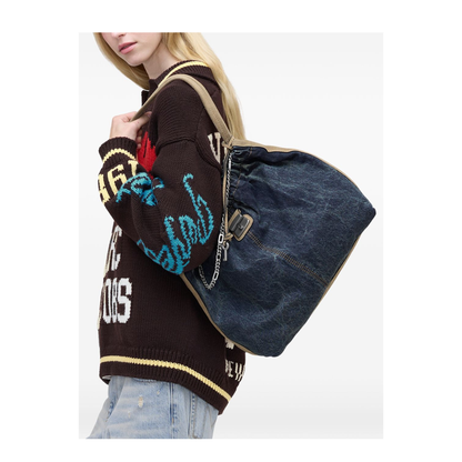 The Denim Suede Cristina Tote - Dark Wash Indigo - Image 7
