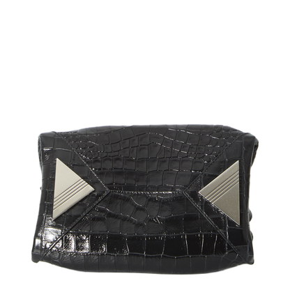 La Passeggiata Mini Croc-Effect Calf Leather Top-Handle Bag - Black - Image 3