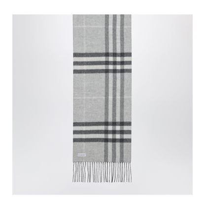 Reversible Check Cashmere Scarf In Grey - Image 2