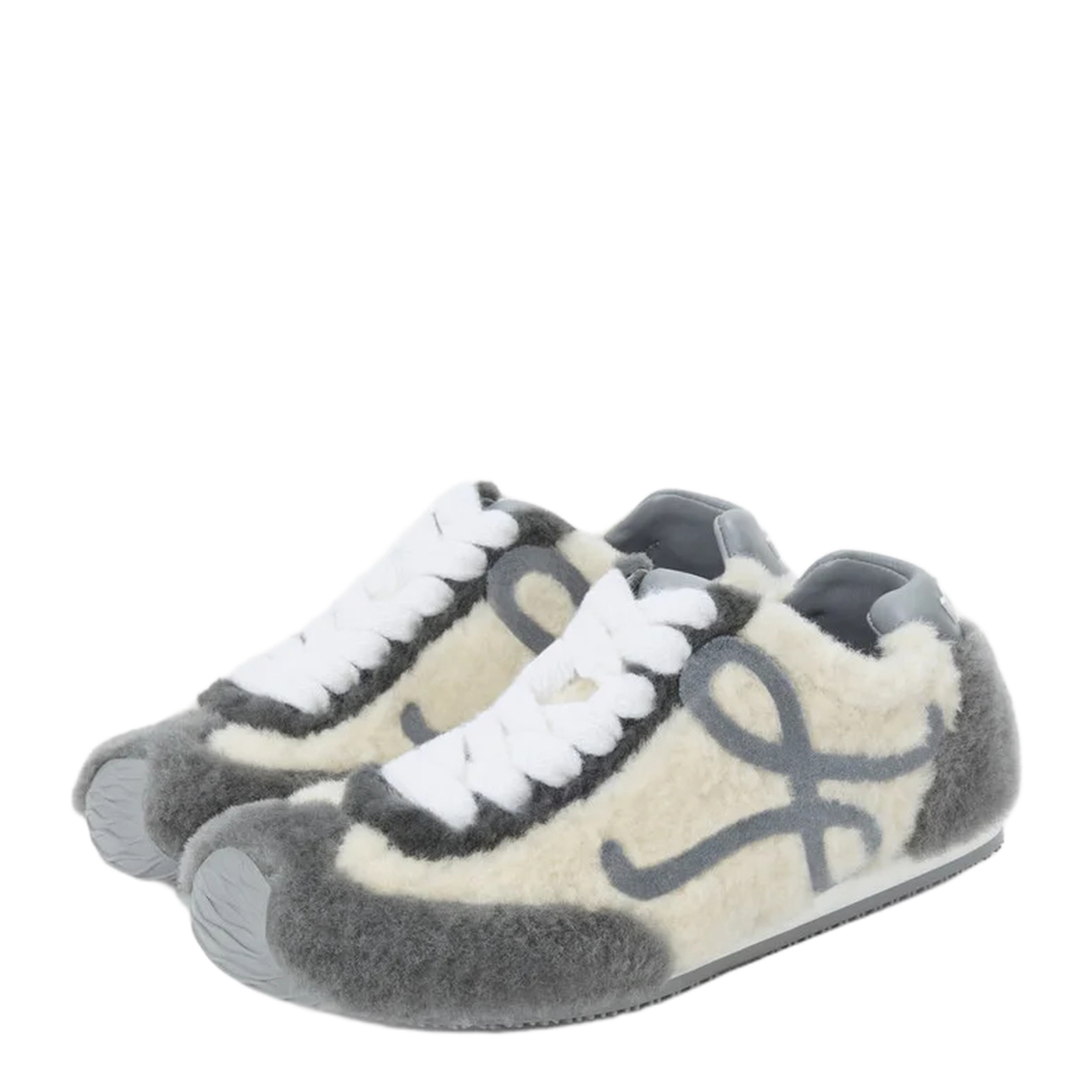 Ballet Runner Shearling Sneakers in White - Image 2