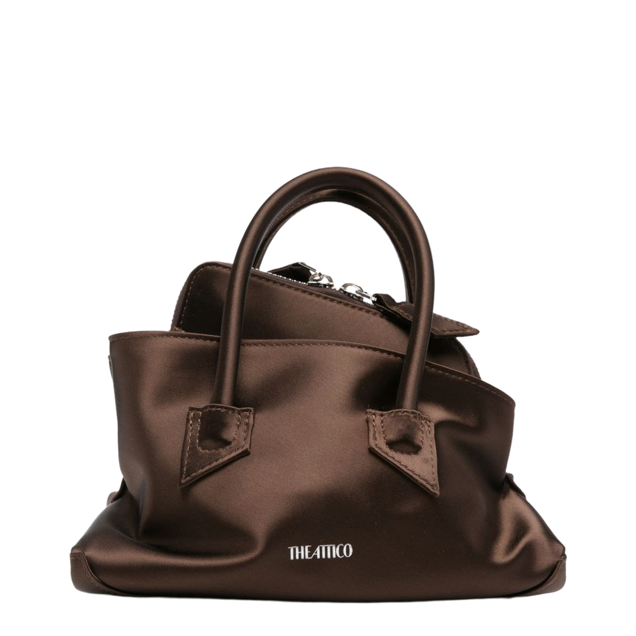 La Passeggiata Mini Lux Satin Top Handle Bag - Dark Brown - Image 1