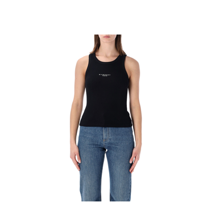 Black Slim-Cut Tank Top with Logo - Image 1
