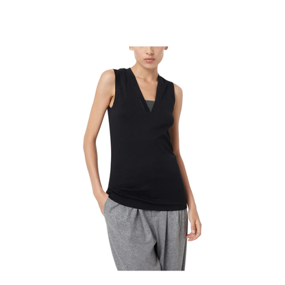 Stretch Cotton Jersey Tank Top with Precious Faux-Layering - Image 5