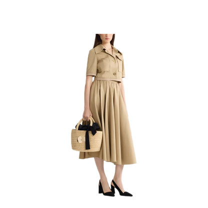 Short-Sleeved Cotton Cropped Jacket - Image 3