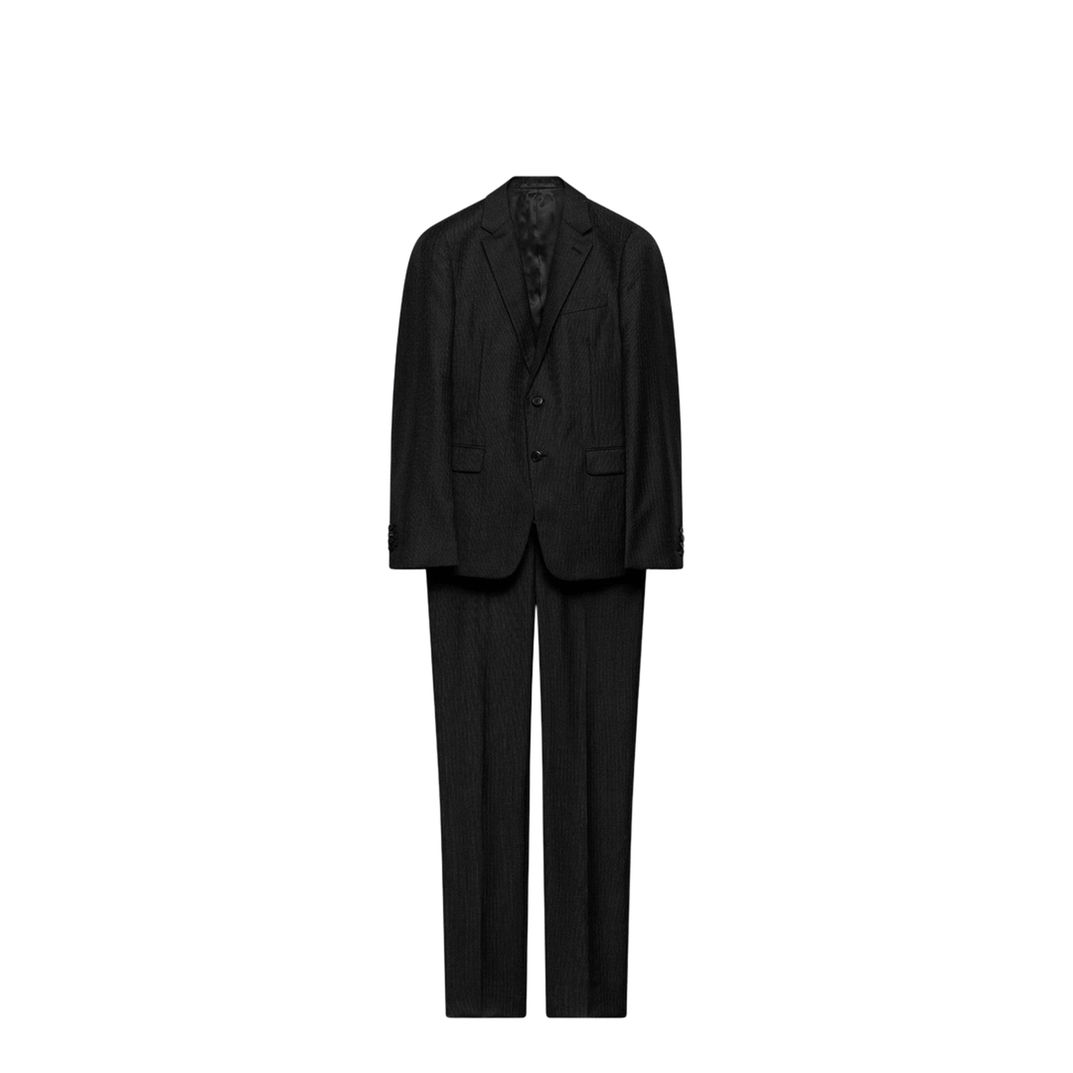 Single-breasted dress in anthracite gray wool and cashmere - Image 1