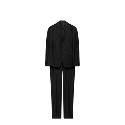 Single-breasted dress in anthracite gray wool and cashmere - Image 1