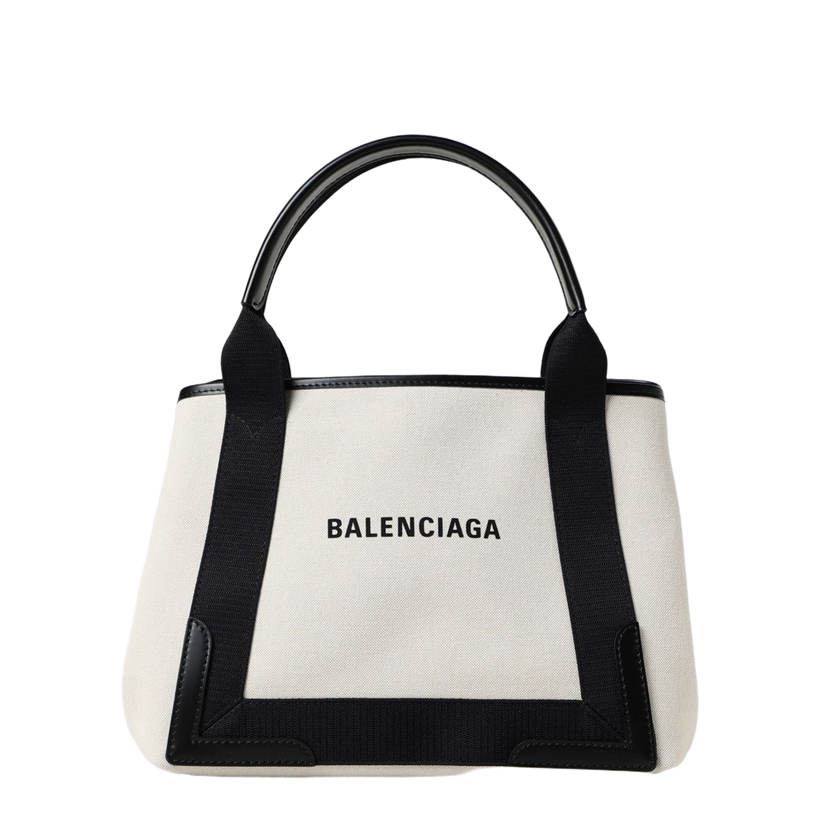 Navy Small Cabas in Beige - Image 2