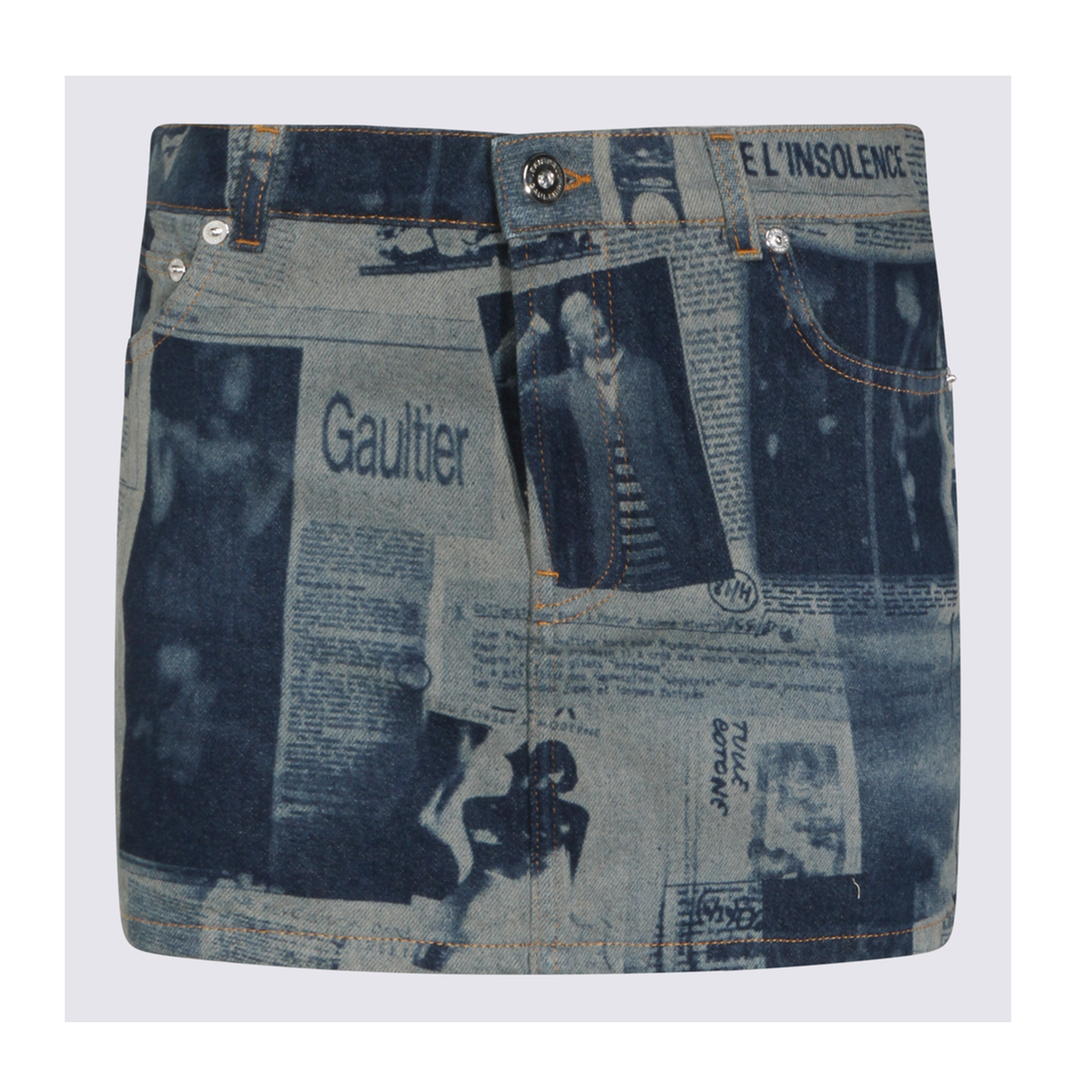Miniskirt with Newspaper Print - Image 3