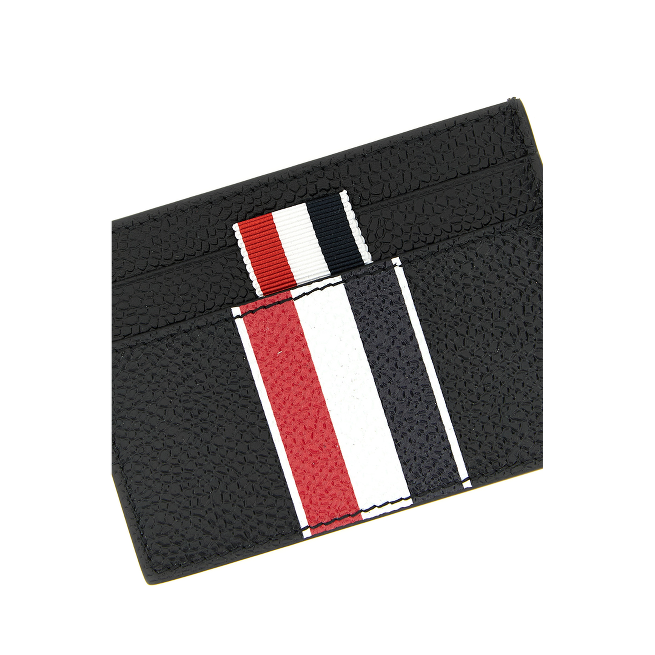 Double Sided Card Holder with RWB Stripe in Pebble Grain Leather - Image 3