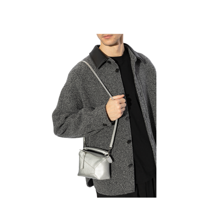 Mini Crossbody Bag Leather Silver - Image 2