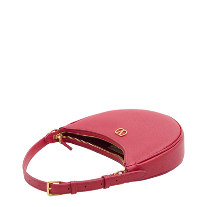 VLogo Signature Mini Calfskin Hobo Bag - Pure Red - Image 4