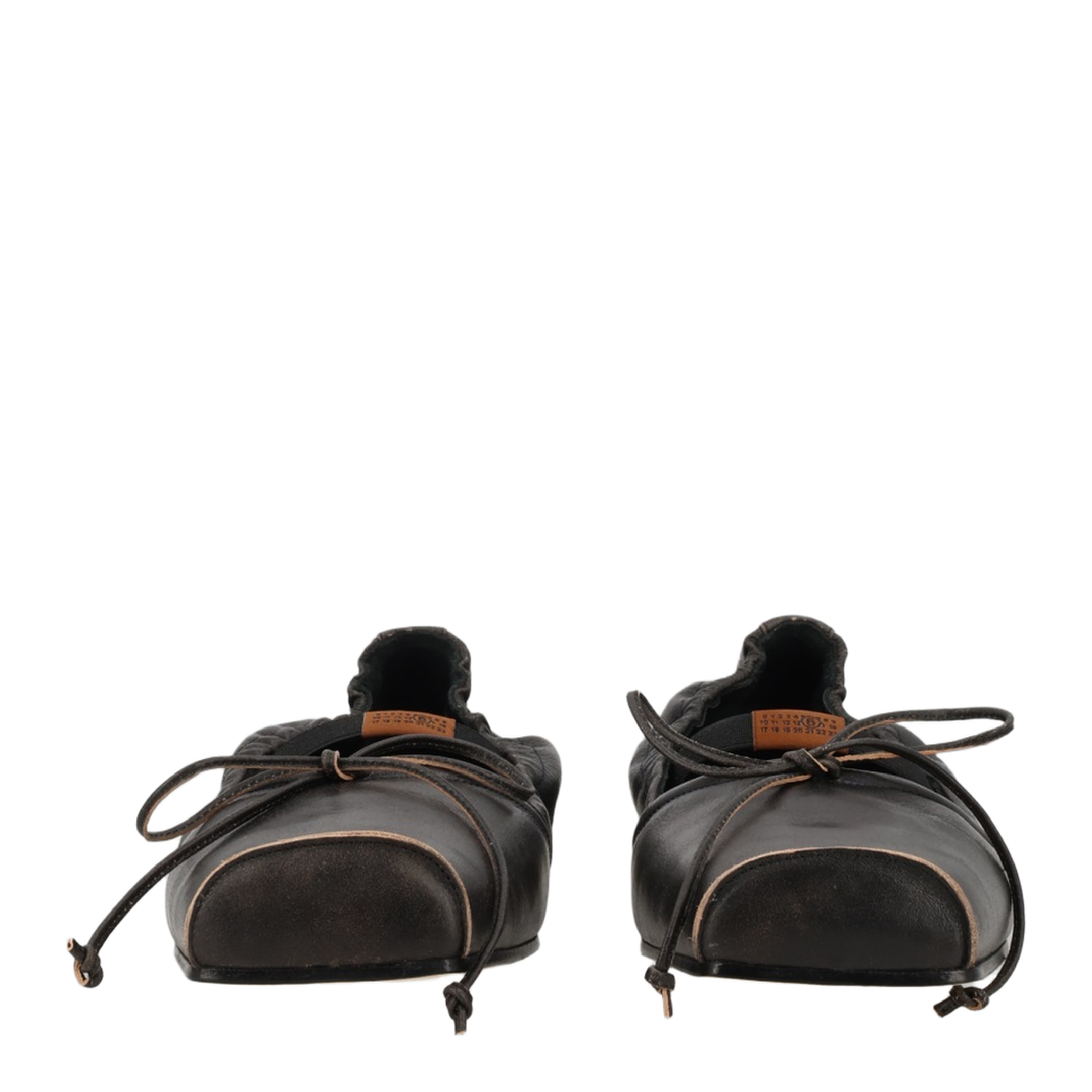 Square-toe ballerinas in brown calfskin leather - Image 1