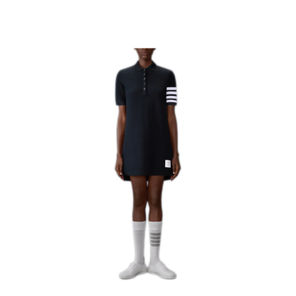 Polo Dress in Textured Pique with Eng 4 Bar - Image 2