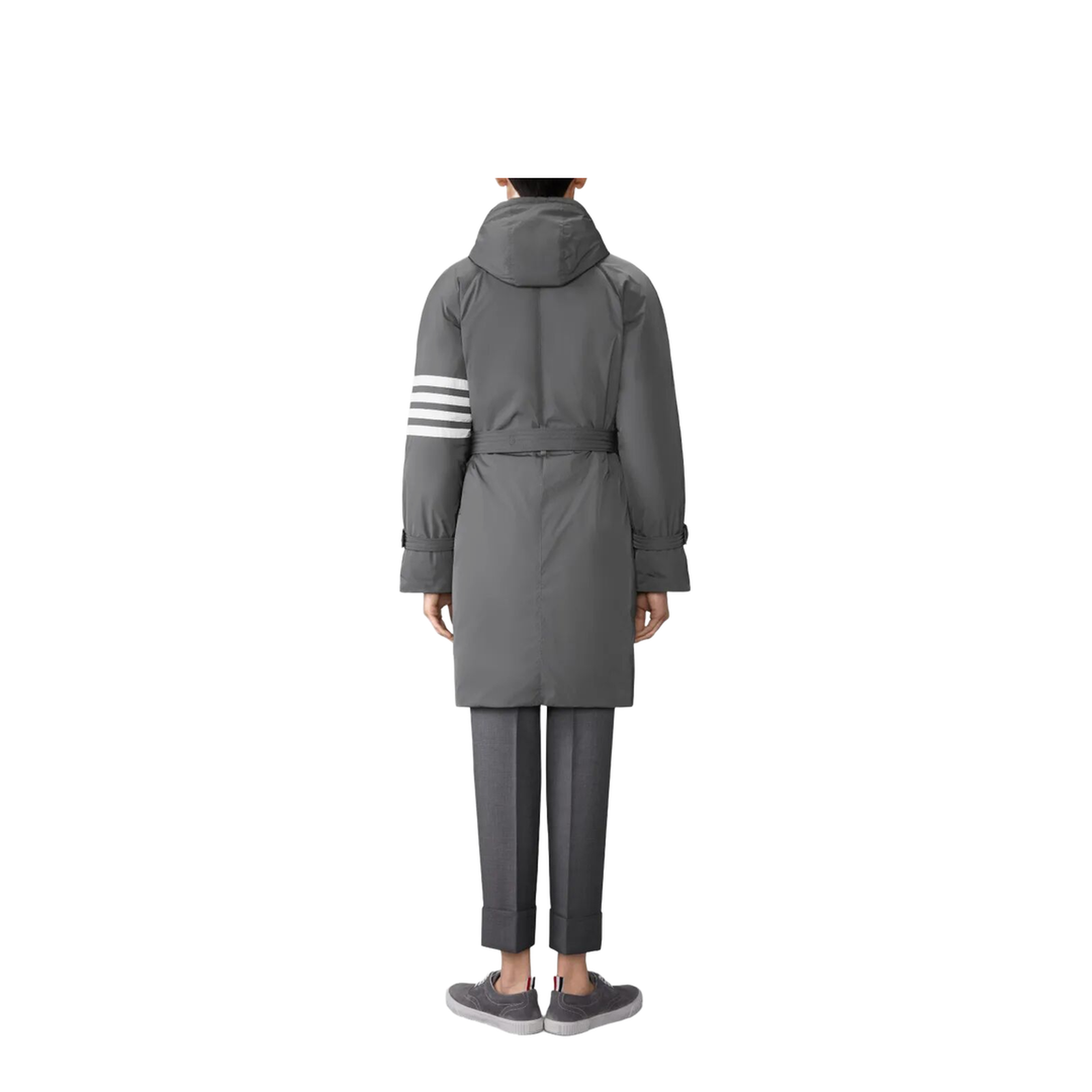 Poly Twill 4-Bar Hooded Down Parka with Belt - Image 3