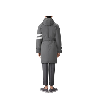 Poly Twill 4-Bar Hooded Down Parka with Belt - Image 3