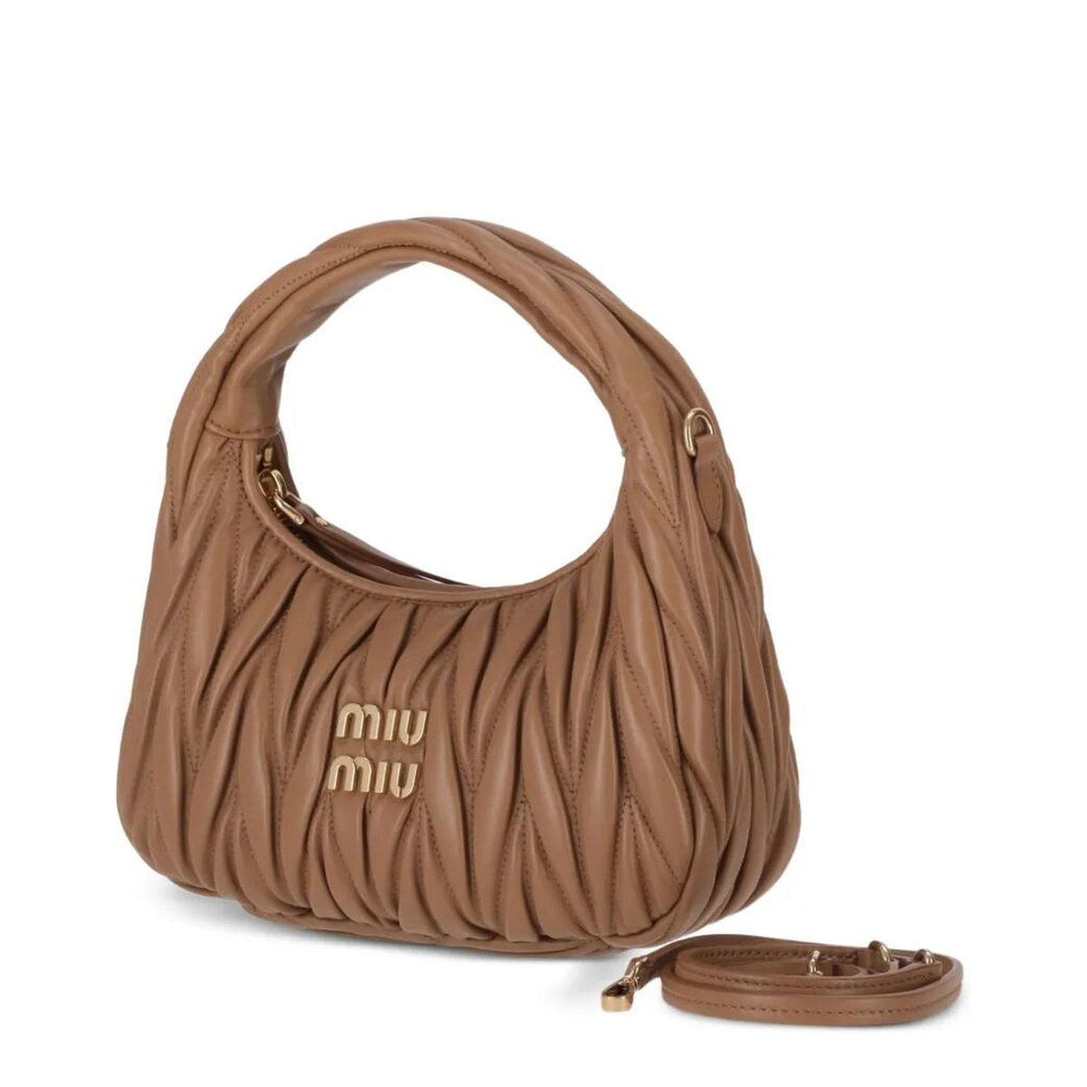 Wander Small Matelassé Nappa Leather Hobo Bag - Caramel - Image 2