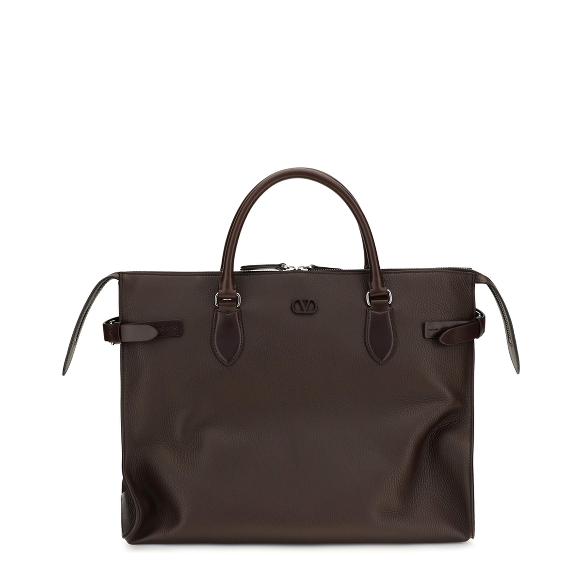 Antibes Large Grained Leather Duffle Bag - Dark Brown - Image 1