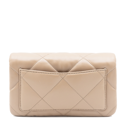 Kira Diamond Quilt Clover Medium Leather Chain Wallet - Light Stone - Image 5