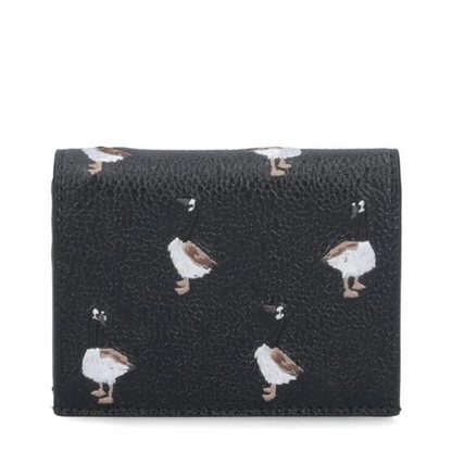 Goose Embroidered Pebbled Calf Leather Bifold Wallet - Black - Image 1