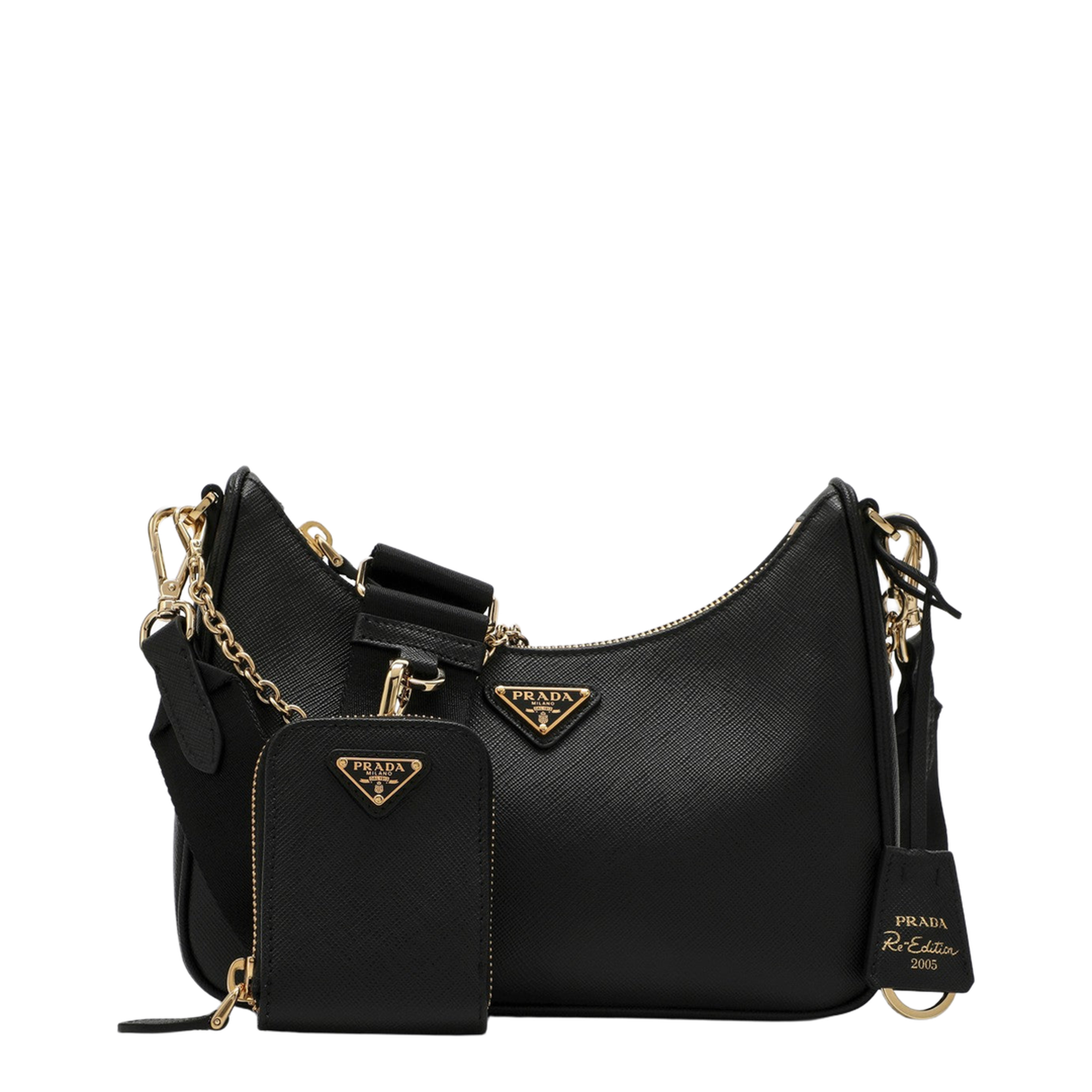 Re-Edition 2005 Mini Saffiano Leather Shoulder Bag - Black - Image 1