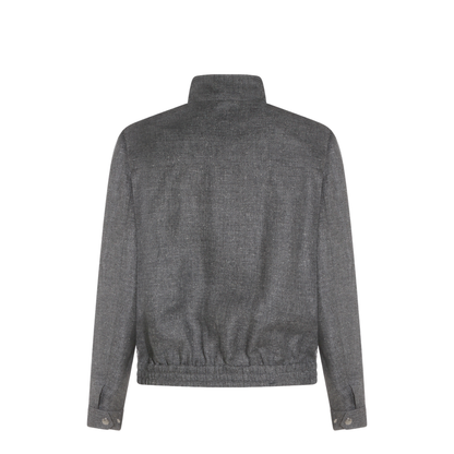 Stand Collar Outerwear Jacket Grey - Image 4