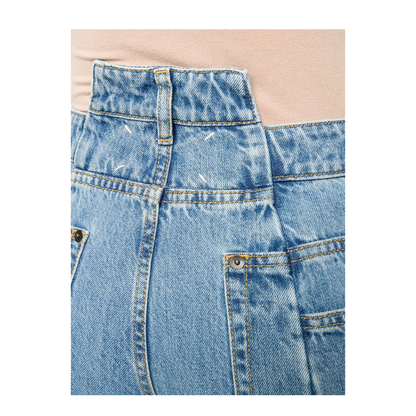 Blue Denim Regular-waisted Wide-leg Jeans - Image 4