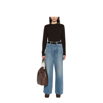 Coffee Brown Crew Neck Long Sleeve Sweater - Image 3