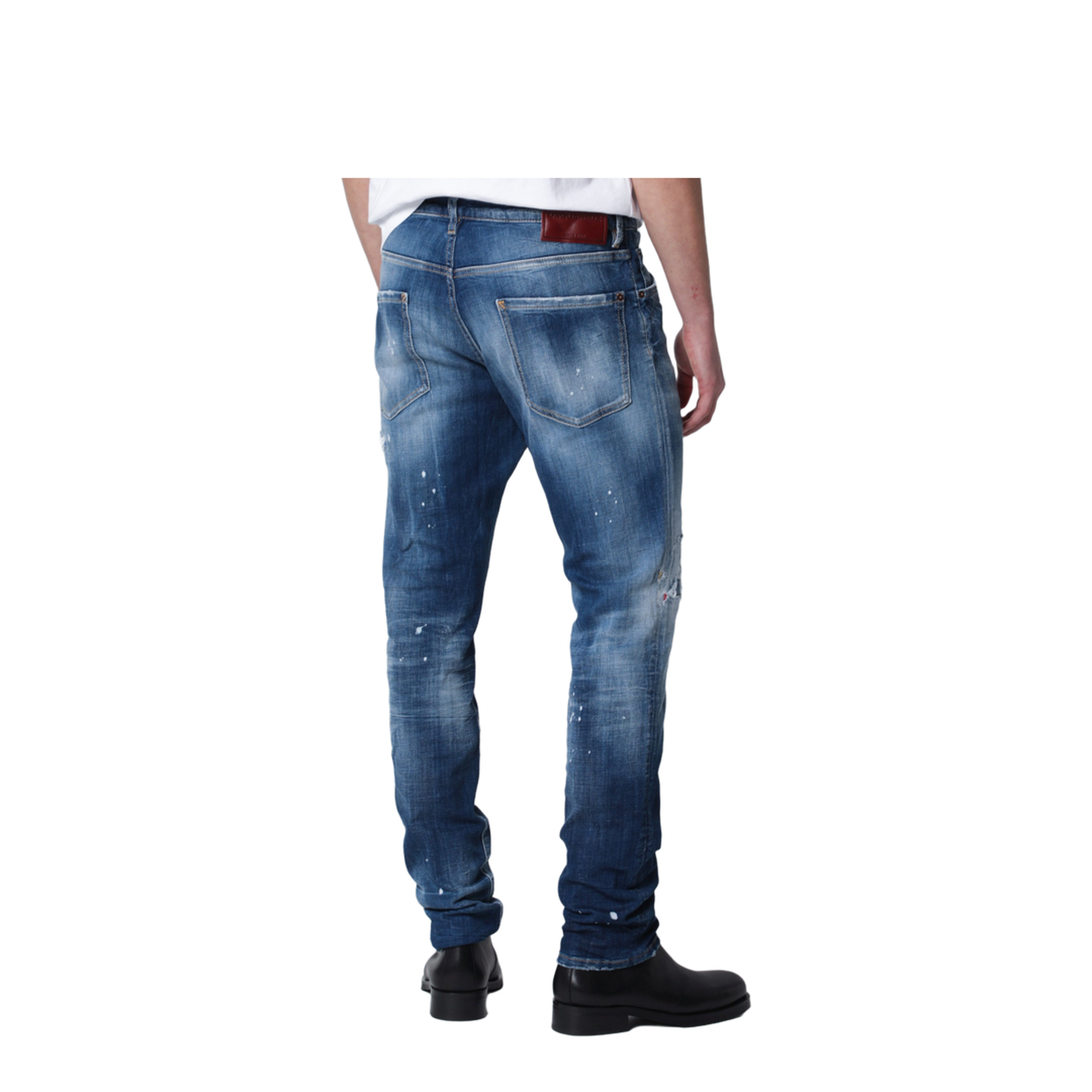 Slim Washed Blue Jeans with Rips - Image 2
