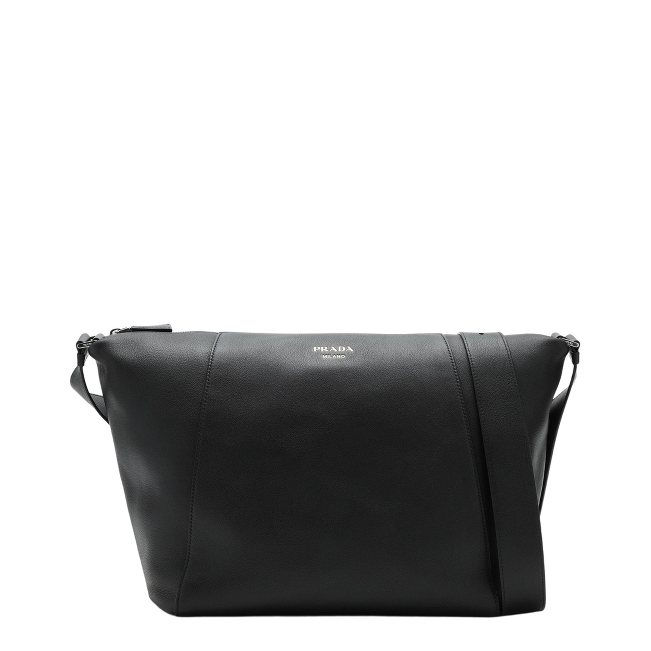 Black Large Leather Shoulder Bag - Image 1