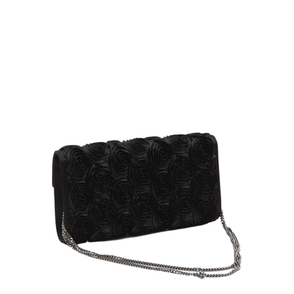 Satin Bag with Crystal Buckle and Rose Detail - Image 2