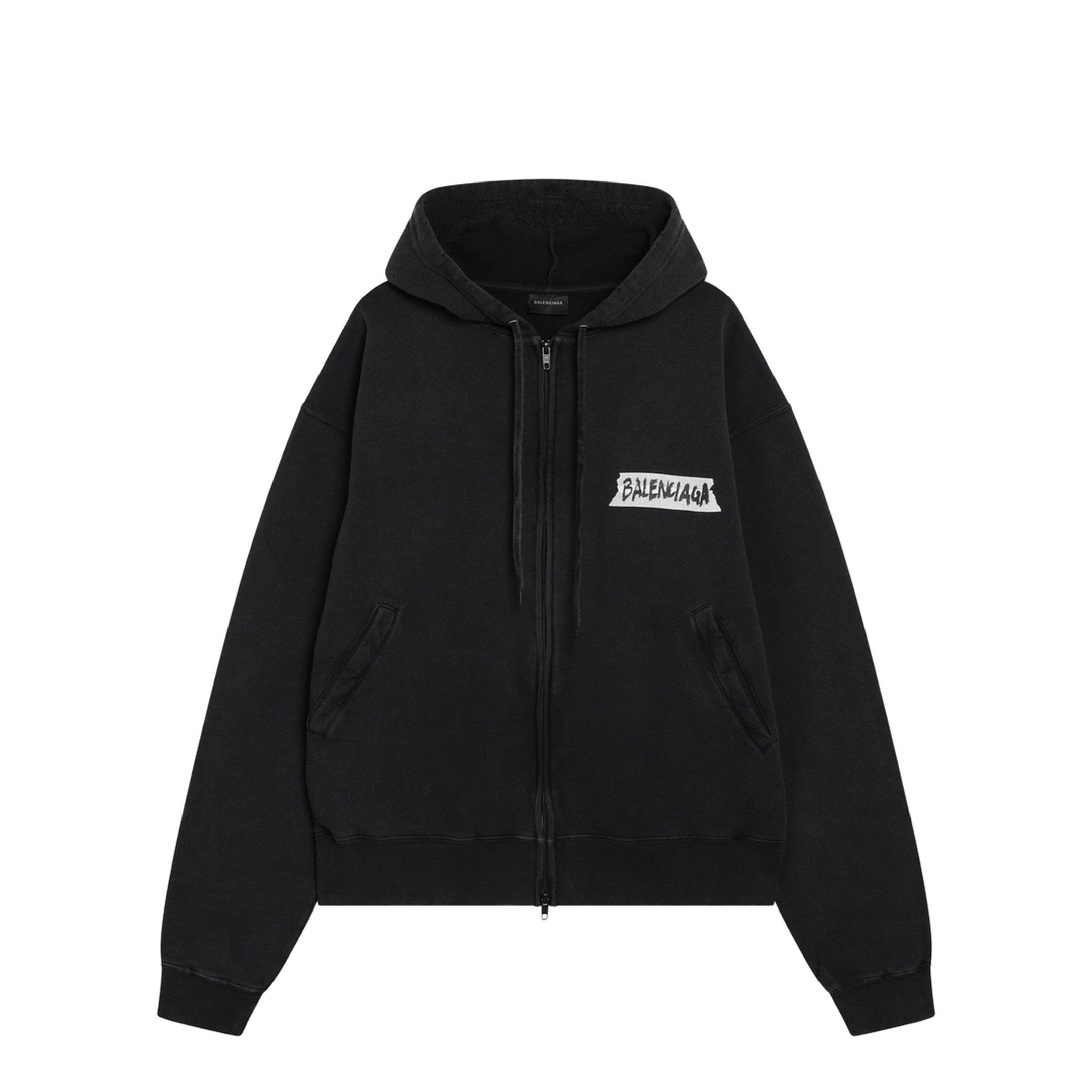 Oversized Masking Tape Zip-Up Sweatshirt - Image 1