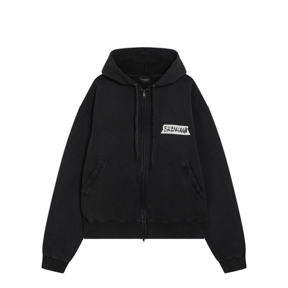 Oversized Masking Tape Zip-Up Sweatshirt - Image 1
