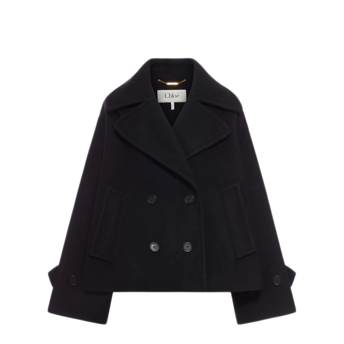 Oversized Wool Short Coat - Black - Image 1