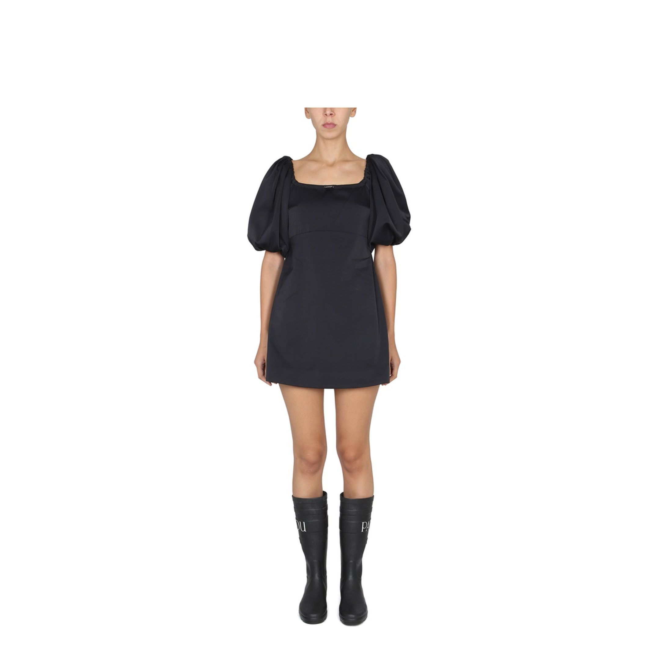 Balloon Sleeve Mini Dress in Recycled Satin - Image 1