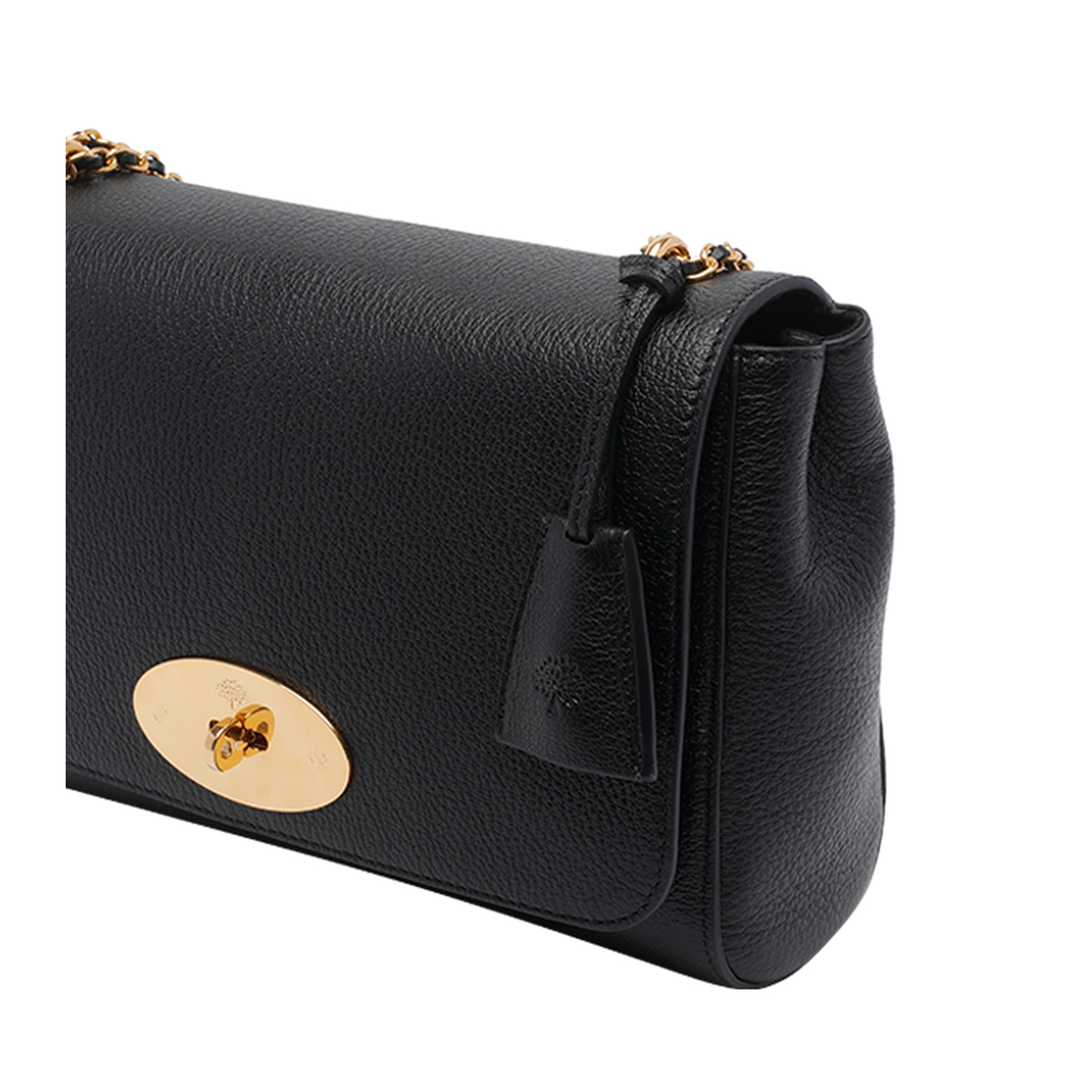 Glossy Chain Leather Crossbody Bag - Black - Image 4