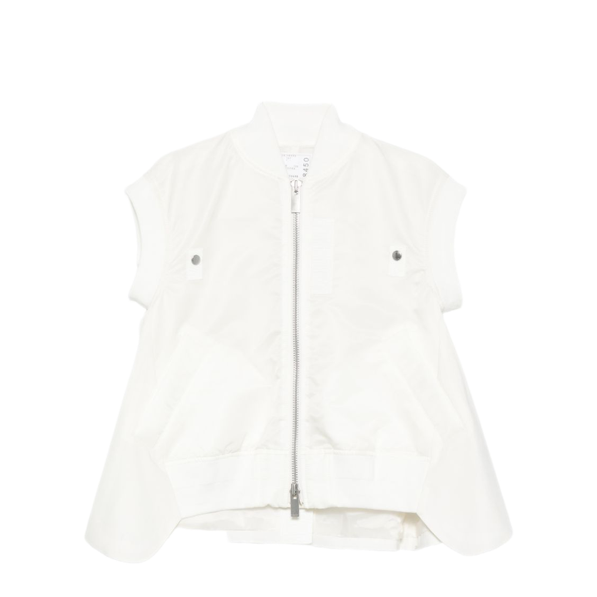 White Zip Fastening Front Pockets Sweater - Image 1