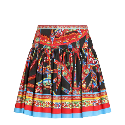 Mini Skirt in Poplin Carretto Print - Image 1