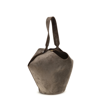 Lotus Small Calfskin Suede Tote - Cedar - Image 3