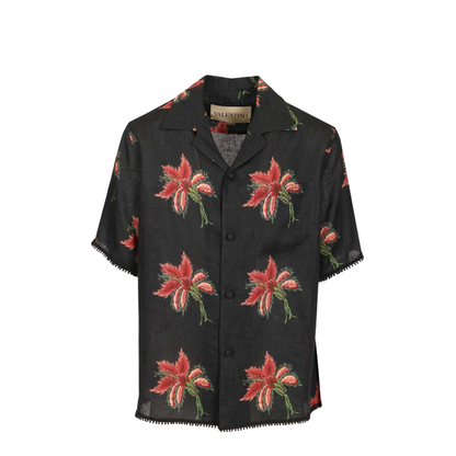Black Papier Floral Linen Shirt - Image 1