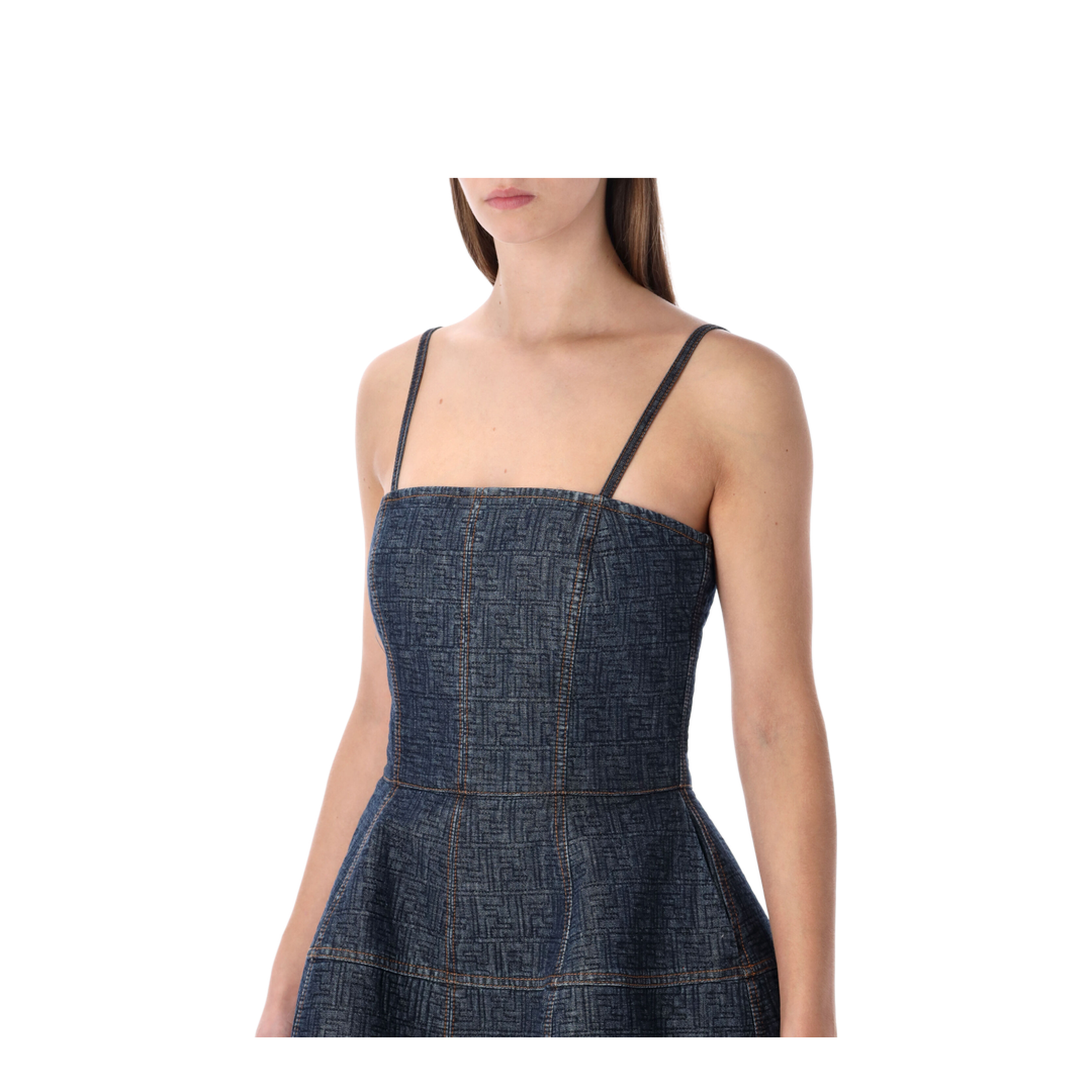 Dark Blue FF Denim Bustier Dress - Image 3